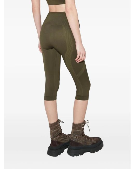 M I S B H V Green Jacquard Logo Striped Capri Leggings