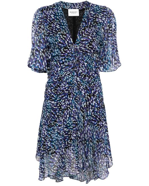 Isabel Marant Blue Vivienne Abstract-print Mini Dress