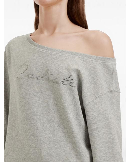 B+ AB Gray Embellished Off-Shoulder Tracksuit