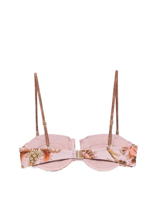 Zimmermann Pink Aster Floral-Print Balconette Bikini Top