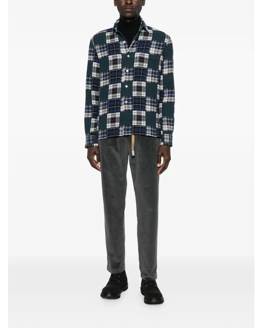 Hartford Blue Patchwork Checked Shirt for men