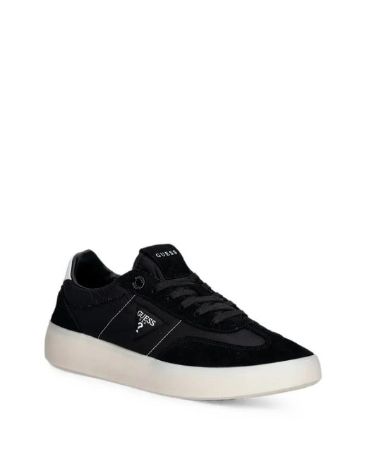 Guess Black Logo-Patch Low-Top Sneakers
