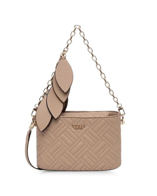 Guess Natural Mini Enisa Quilted Shoulder Bag