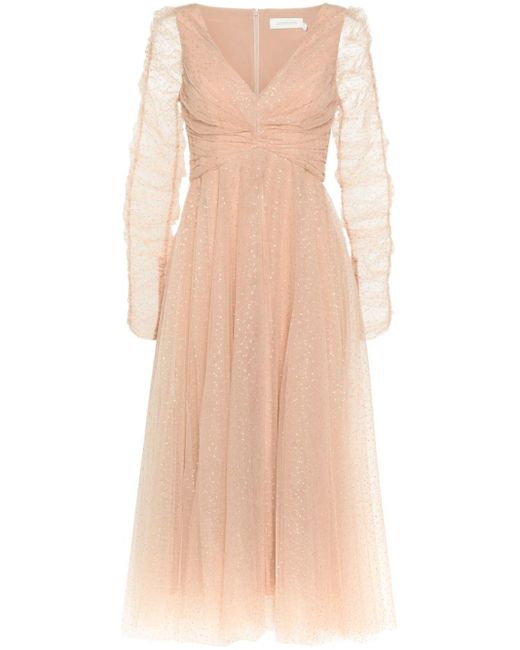 Zimmermann Natural Point-D'Esprit Tulle Dress