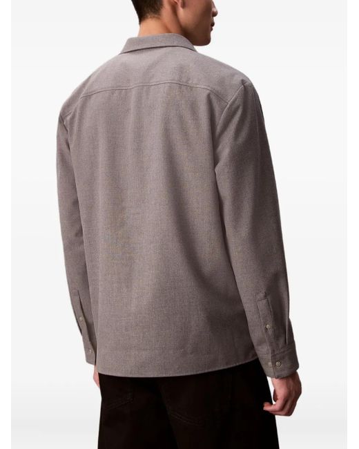 Calvin Klein Gray Pocket Long-Sleeved Shirt for men