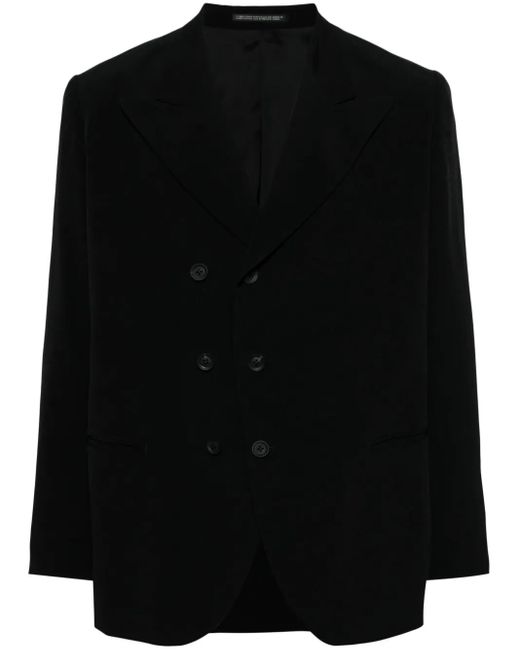 Yohji Yamamoto Black Double-Breasted Blazer for men