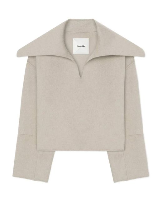 Nanushka White Maxe Pilgrim-Collar Sweater