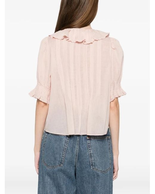Doen Pink Henri Ruffled Blouse