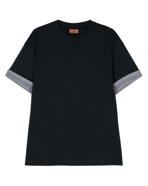 Missoni Black Chevron Knit-detailed Cotton T-shirt for men