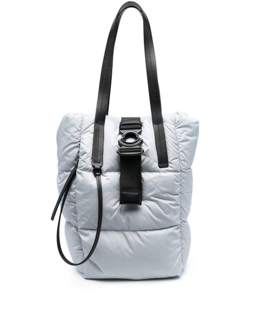 Moncler Leather-trimmed Puffer Tote Bag in Blue (White) | Lyst UK