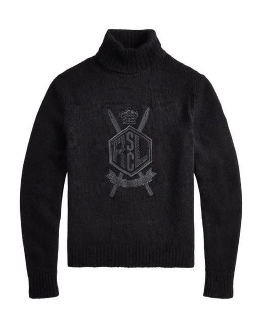 Maglione Ricamato A Collo Alto di Ralph Lauren in Black da Uomo
