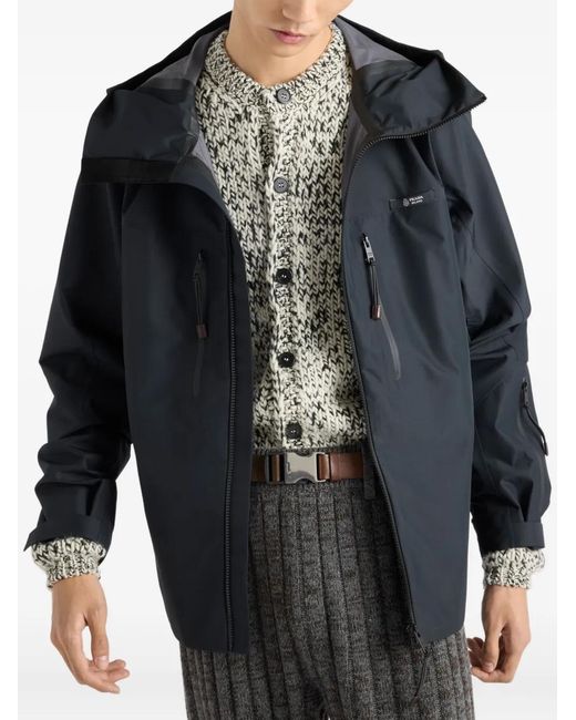 Prada Blue Zip-Up Hooded Jacket for men