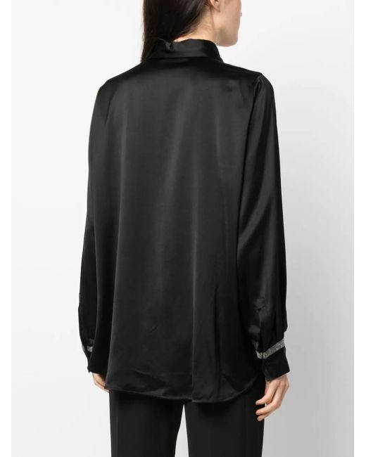 Fabiana Filippi Black Bead-Detail Satin-Weave Shirt