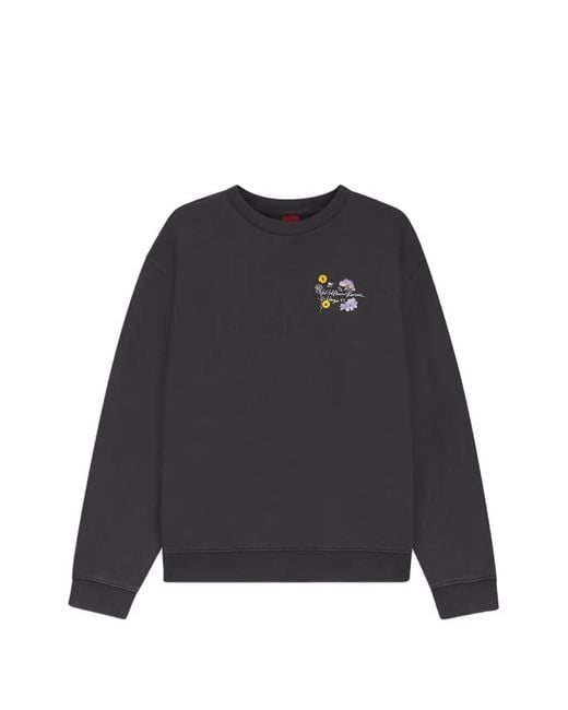 HUGO Black Floral-Print Crew-Neck Sweatshirt