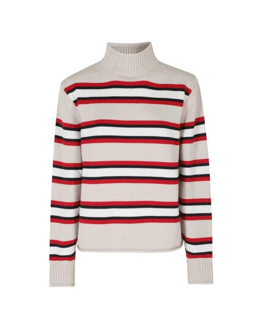 Semicouture White Striped High-Neck Sweater