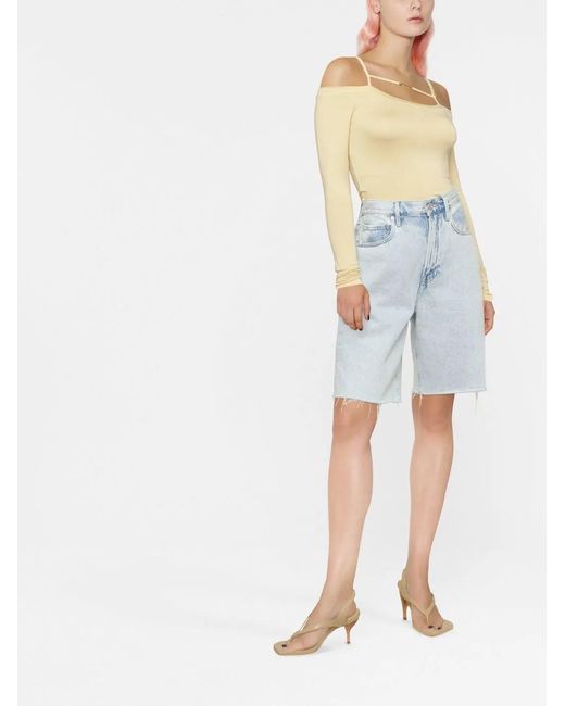 Jacquemus Natural Sierra Long-Sleeve Off-Shoulder Top
