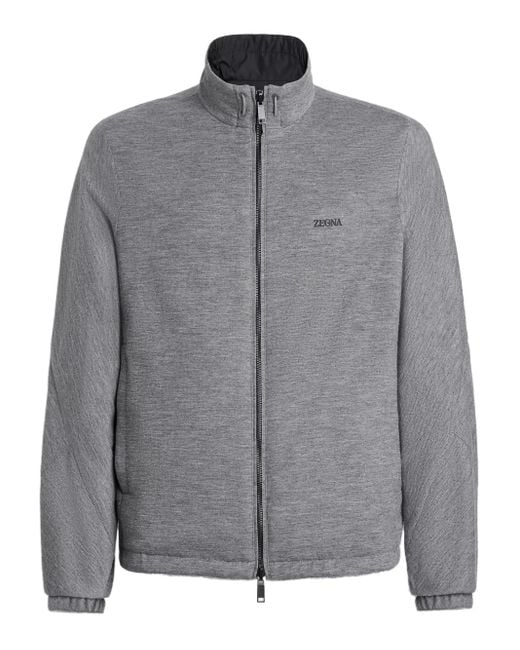 Zegna Gray Reversible Brezza Zip-Fastening Jacket for men