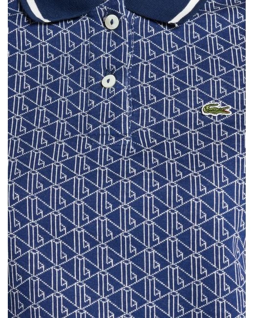 Lacoste Blue Logo-Embroidered Cotton Polo Top
