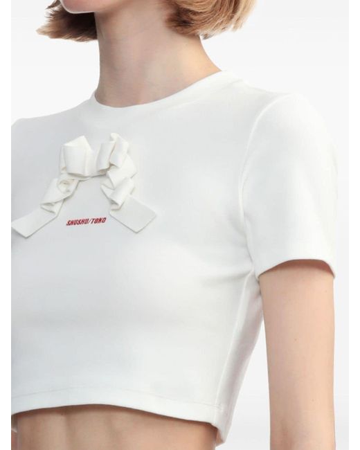 ShuShu/Tong White Bow-Detail Cotton T-Shirt