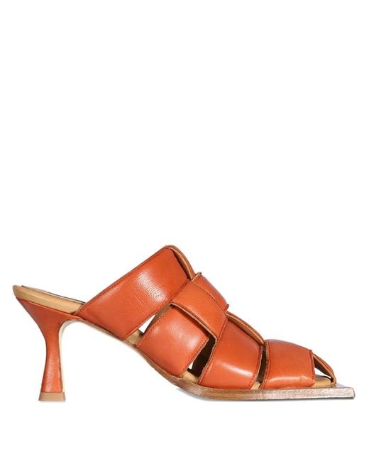 Miista Brown 80Mm Woven Heeled Mules