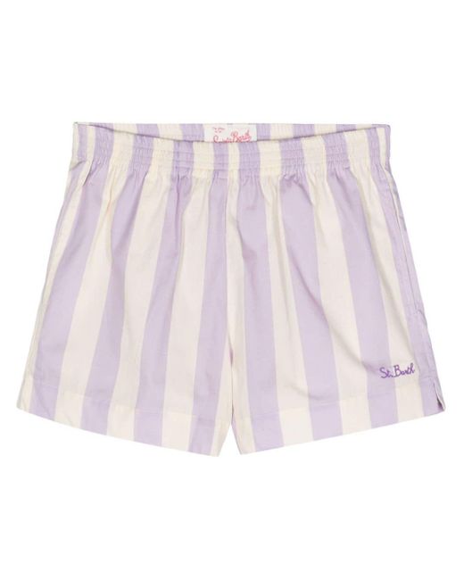 Mc2 Saint Barth Meave Striped Cotton Shorts in het Pink