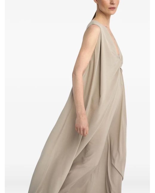 DI STAVNITSER Natural Mira V-Neck Twisted Maxi Dress