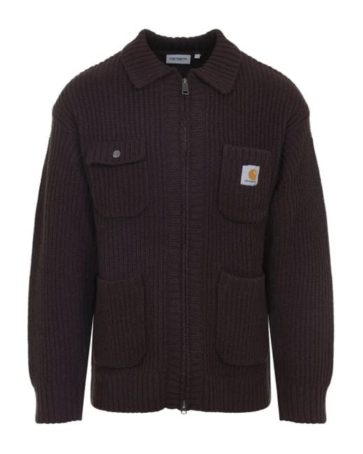 Carhartt Blue Ribbed Zip-Up Cardigan for men