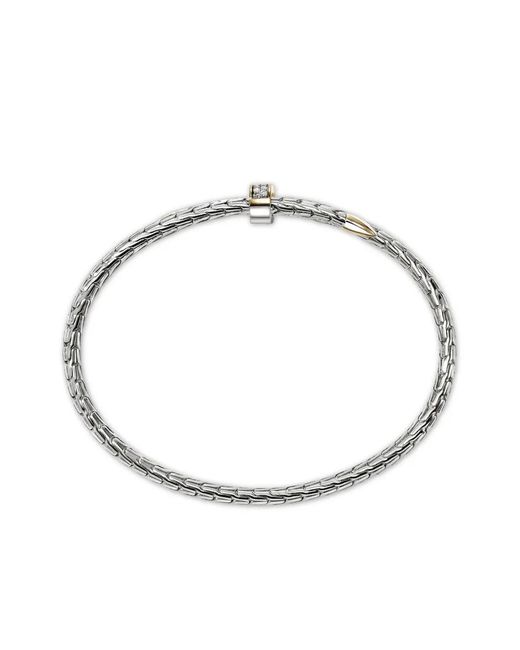 John Hardy White Sterling 14 Spear Flex Diamond Cuff