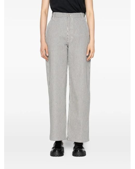 Naked & Famous Gray Maudie Organic Hickory-Stripe Jeans