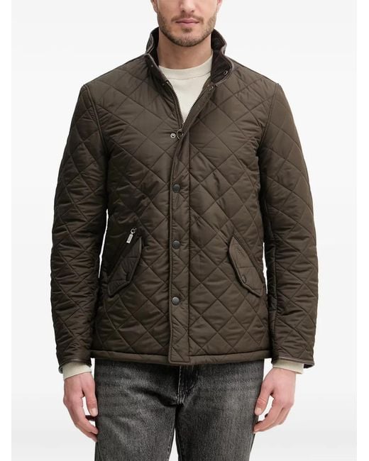 Barbour Brown Powell Quilted High-Neck Jacket for men