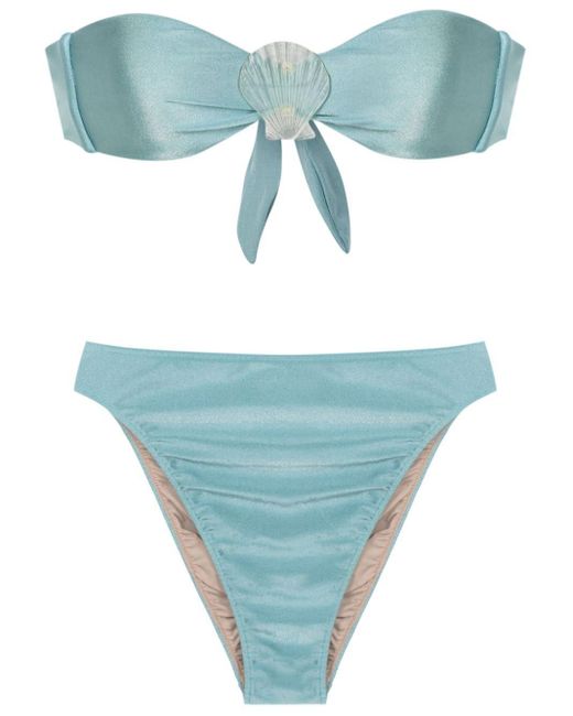 Adriana Degreas Blue Shell-appliqué Bikini