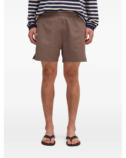 NN07 Brown Elasticated Embroidery Shorts for men