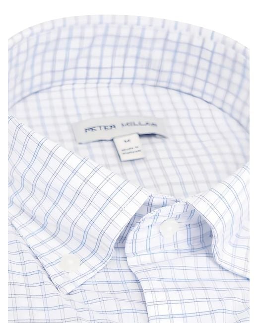 Peter Millar White Checked Button Shirt for men
