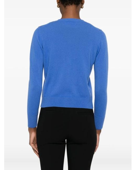Alpha Studio Blue Buttoned Wool Cardigan