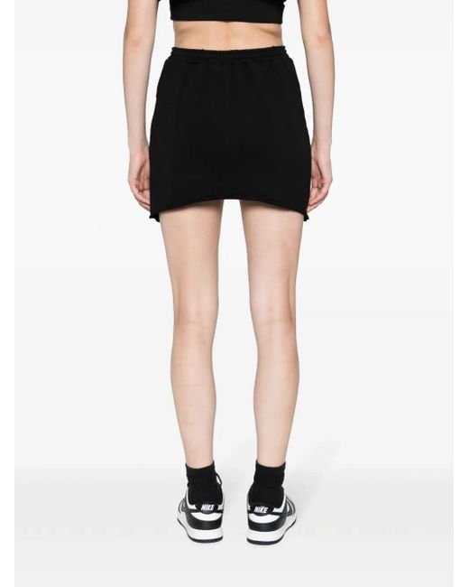 Barrow Black Drawstring-Fastening Cotton Miniskirt
