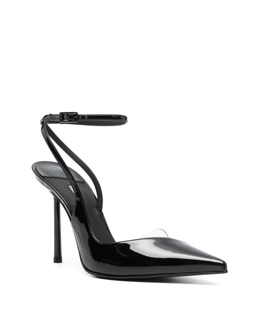 Le Silla Black Ankle-Strap Pointed-Toe Pumps