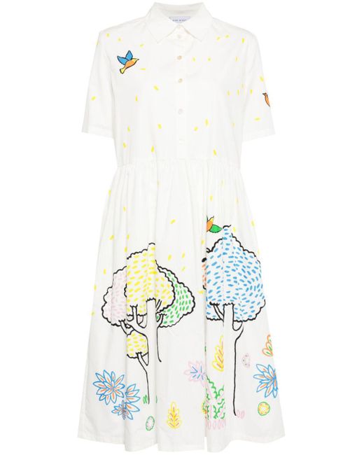 MIRA MIKATI White Kleid aus Bio-Baumwolle mit Print