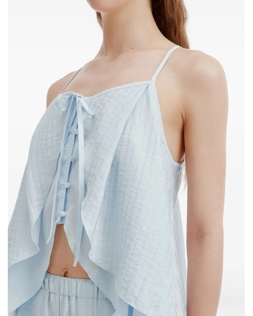 B+ AB Blue Ruffled Button-Front Jumpsuit