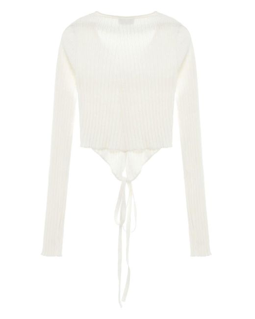 Low Classic White Gerippter Cardigan