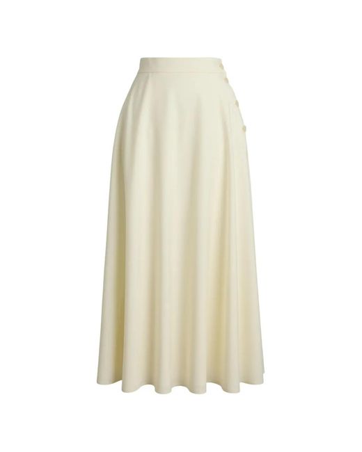 Ralph Lauren White Kenzie A-Line Midi Skirt