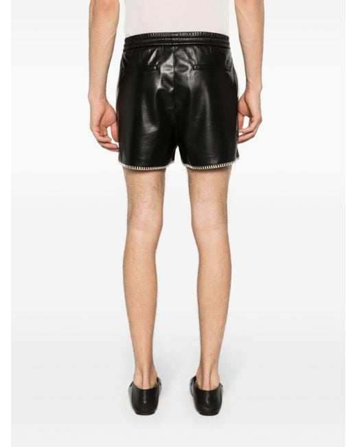 Nanushka Black Okobor Faux-leather Shorts for men