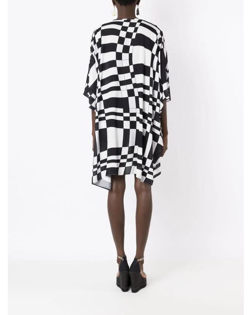 Amir Slama Black Geometric-Print Wide-Sleeved Blouse
