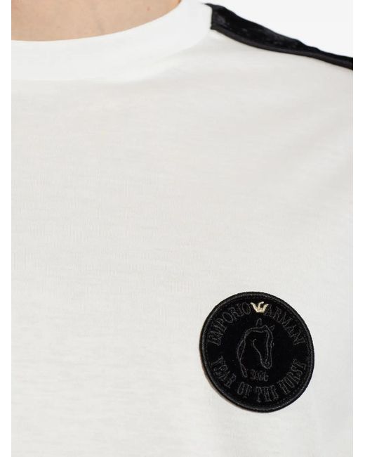 Emporio Armani White Lunar New Year Patched T-Shirt for men