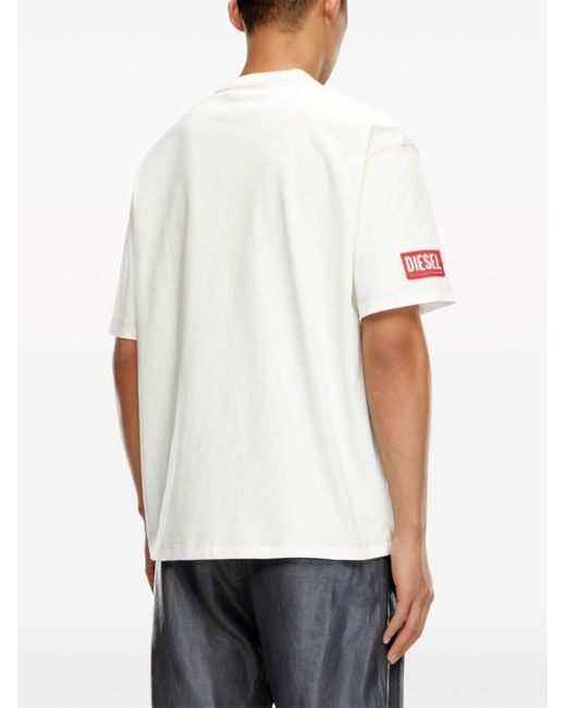 DIESEL White T-wash-n3 Cotton T-shirt for men
