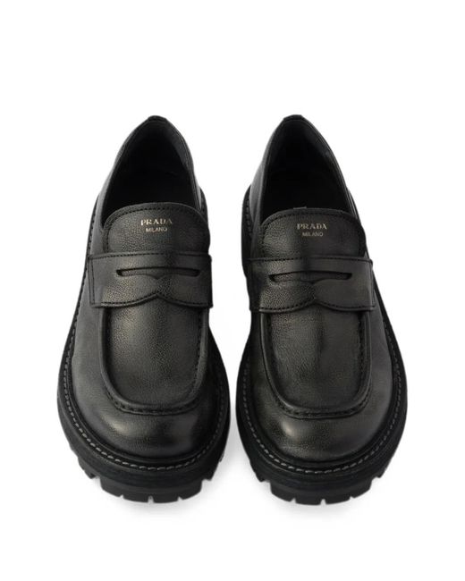 Prada Black Leather Loafers