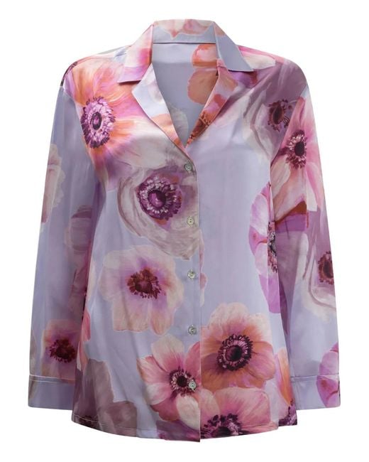 SLEEP NO MORE Purple Hemd mit Blumen-Print
