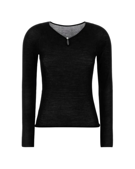 Carven Black V-Neck Sweater
