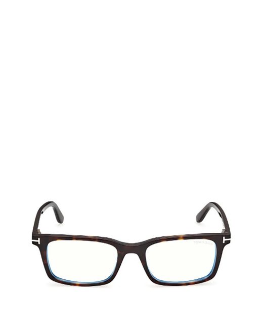 Tom Ford Brown Tortoiseshell-Effect Rectangle-Frame Glasses