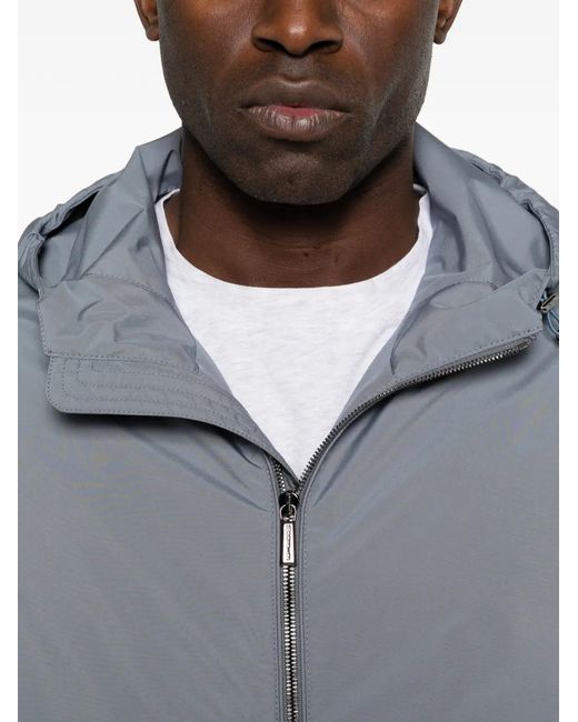 Moorer Gray Zip Fastening Hooded Jacket for men
