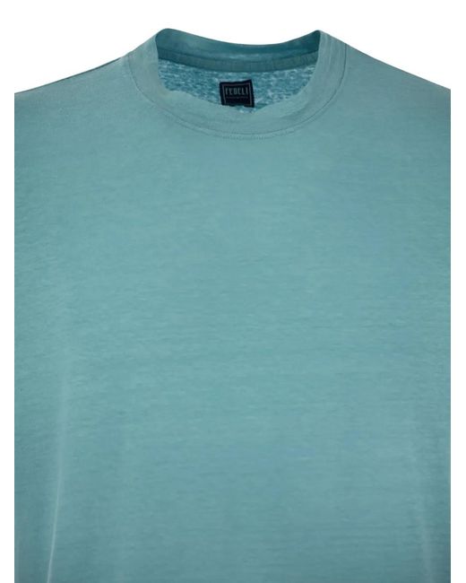 Fedeli Blue Crew-Neck T-Shirt for men